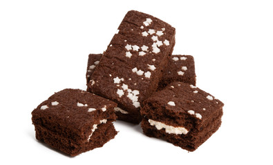 chocolate sponge cake isolated