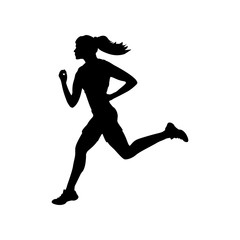 Fototapeta na wymiar Runner athlete girl sport silhouette fitness health. Vector illustration