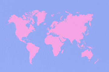 map world on pastel pink background