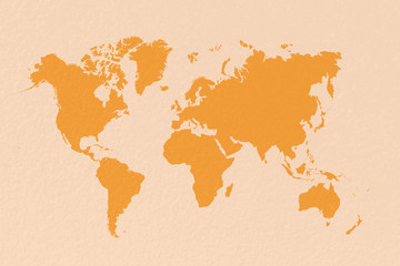 Fototapeta na wymiar map world on pastel yellow background