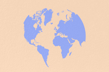 map world on pastel blue background