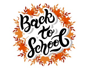 Back to school. Hand drawn lettering. Vector illustration. Best for Autumn design. School banner