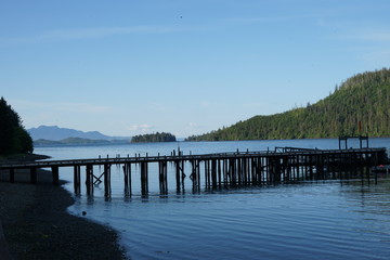 Ocean Pier and Boat Dock on the Water Alaska