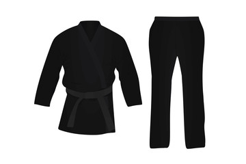 Black karate suit. Martial uniform. vector illustration