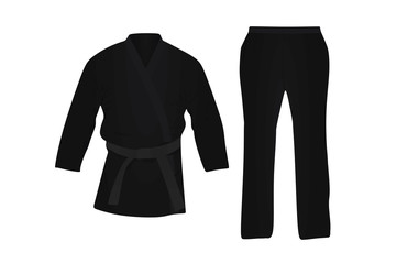 Black karate suit. Martial uniform. vector illustration © marijaobradovic