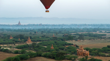 Fototapeta na wymiar Bagan aerial view from hot air balloon