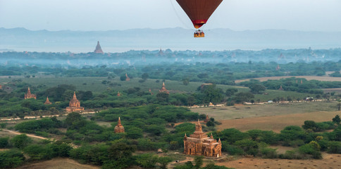 Fototapeta na wymiar Bagan aerial view from hot air balloon