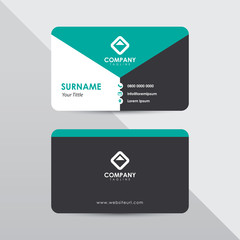 Fototapeta premium Clean green tosca business card template. Modern flat design name card concept.