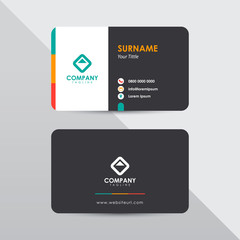 Modern business card design template. Tosca and orange color element clean composition.