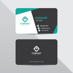 Clean green tosca business card template. Modern flat design name card concept.