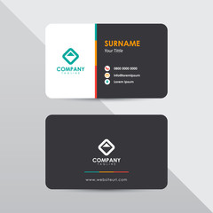 Modern business card design template. Tosca and orange color element clean composition.