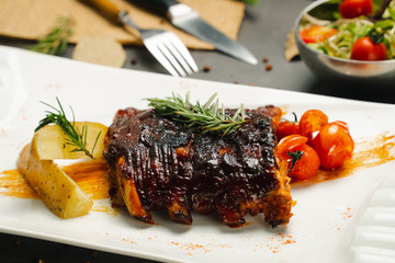 Food shot Grilled BBQ pork rip