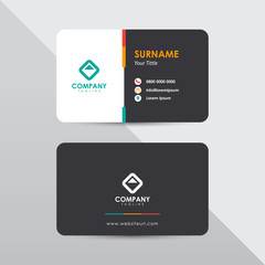Modern business card design template. Tosca and orange color element clean composition.