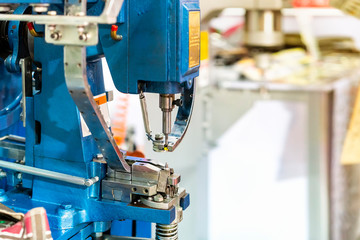 Automatic and precision continuous eyelet punch machine for leather or cloth shoes etc for threading a lace string or rope through in Manufacturing process in industrial