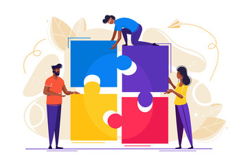 people connecting puzzle 