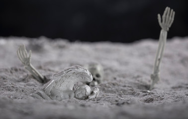 halloween, human skeleton in ashes