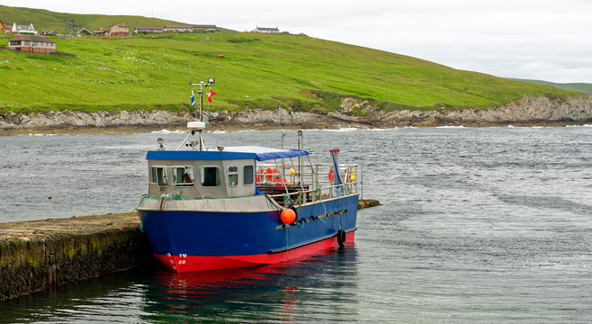 Small passenger ferry in the Shetland Islands, Scotland, United Kingdom