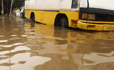 Residential area under flood water