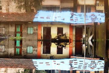 Residential area under flood water
