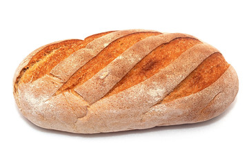A loaf of fresh bread isolated on white background
