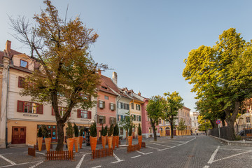 Naklejka premium Sibiu morning sunrise without people
