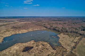 Aerial view of a small river.