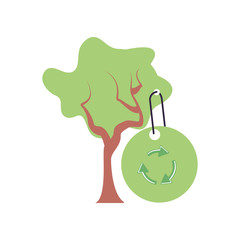 tree plant and tag commercial with recycling arrows