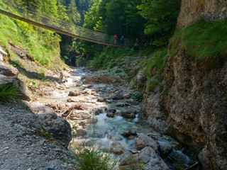 Griessbach Gorge in Erpfendorf, Tyrol alps, Austria - wild stream running over stones, wild water