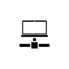 Laptop Network, Internet Connection Flat Vector Icon
