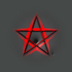 Reversed Pentagram symbol. Wiccan symbols- Cross of Sulfur. Blood red runic spell circle. Satanic...