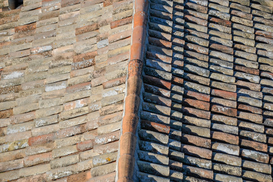 roof top with tiles on both sides