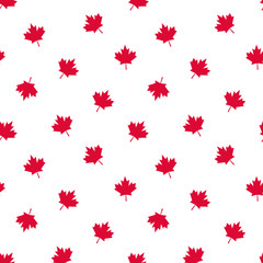 Vector Seamless pattern. Red maple leaves on white background