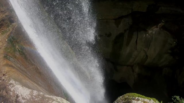 Powerful waterfall, Angon near Annecy lake, France
