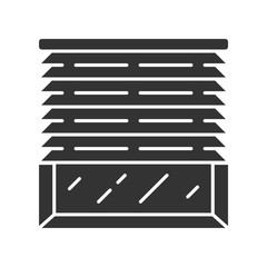 Venetian blinds glyph icon. House and office window jalousie. Living room shutters. Home interior design. Darkening window treatments. Silhouette symbol. Negative space. Vector isolated illustration