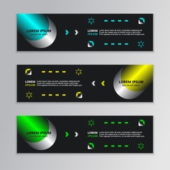 Obraz premium Set of Black Abstract Shape Banner template with glowing neon modern design background vector