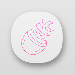 Cheese stuffed tomatoes app icon. Restaurant, cafe menu. Summer vegetable recipe. Homemade meal. Vegetarian food. UI/UX user interface. Web or mobile applications. Vector isolated illustrations