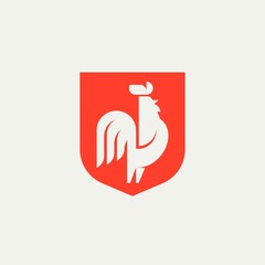Rooster with Badge logo vector in isolated white background © Astart