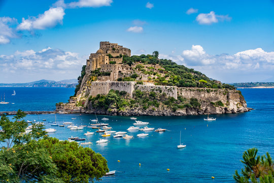 Aragonese Castle - Castello Aragonese on a beautiful summer day, Ischia island, Italy