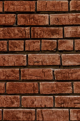 Old red brick wall, rustic texture, design vertical background.
