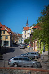 Innenstadt von Burg bei Magdeburg, Jerichower Land, Sachsen-Anhalt, mit bunten H&auml;usern