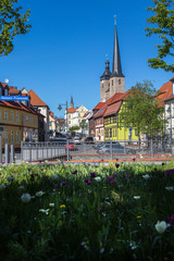 Innenstadt von Burg bei Magdeburg, Jerichower Land, Sachsen-Anhalt, mit bunten Häusern