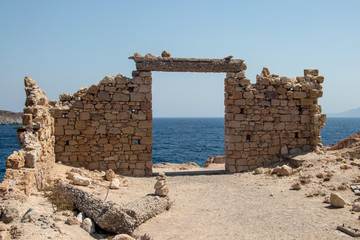 Stone gate overlook to sea, Milos