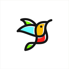 bird logo colorful line art mono line outline vector illustration