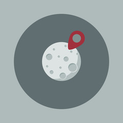 Space theme. Moon satellite. Planet flat design. Good for logo, background, icon etc. Trendy graphic style isolated on background