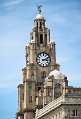 A Liver Bird on a Spire of the Royal Liver Building, Liverpool, England, GB, UK