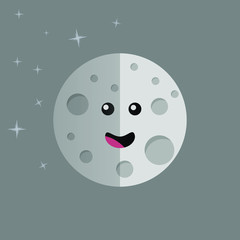 Space theme. Moon satellite. Planet flat design. Good for logo, background, icon etc. Trendy graphic style isolated on background