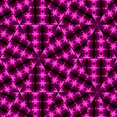 Abstract low-poly triangular modern geometric hi-tech background in pink and purple on dark background