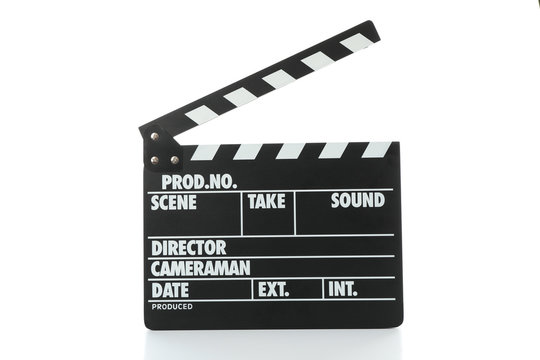 Movie clapper board isolated on white background