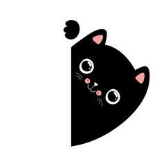 Kawaii black cat illustration, your text here, vector EPS10