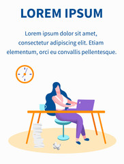 Young Woman Sitting at Table Working on Laptop